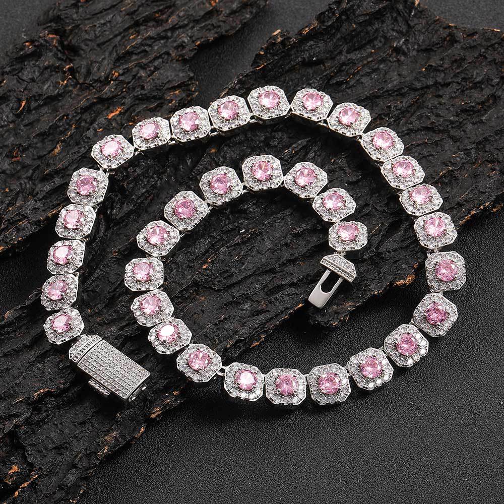 Consistent Pink Gemstone Chain Silver - ViViGleam