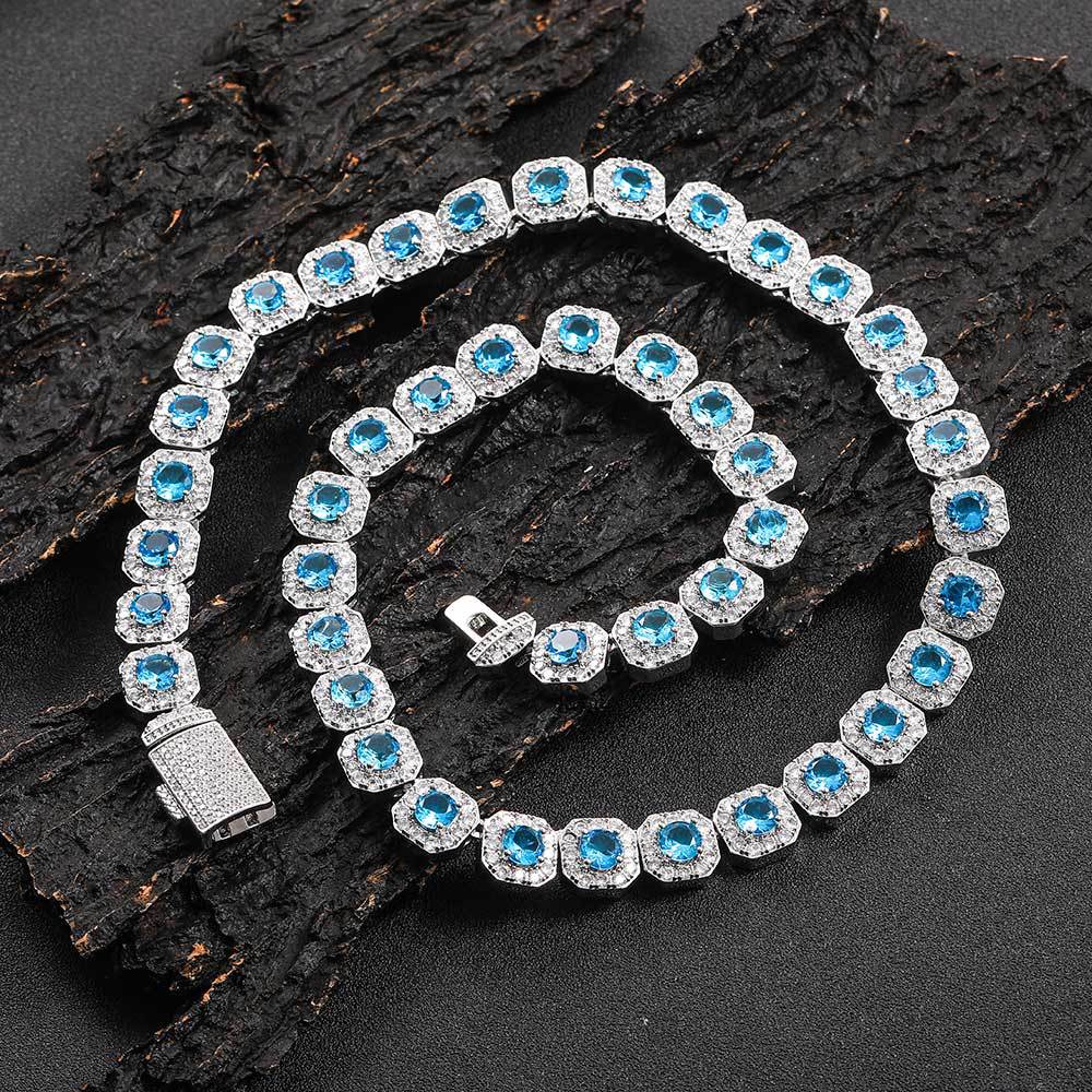 Ocean Blue Gemstone Chain Silver - ViViGleam