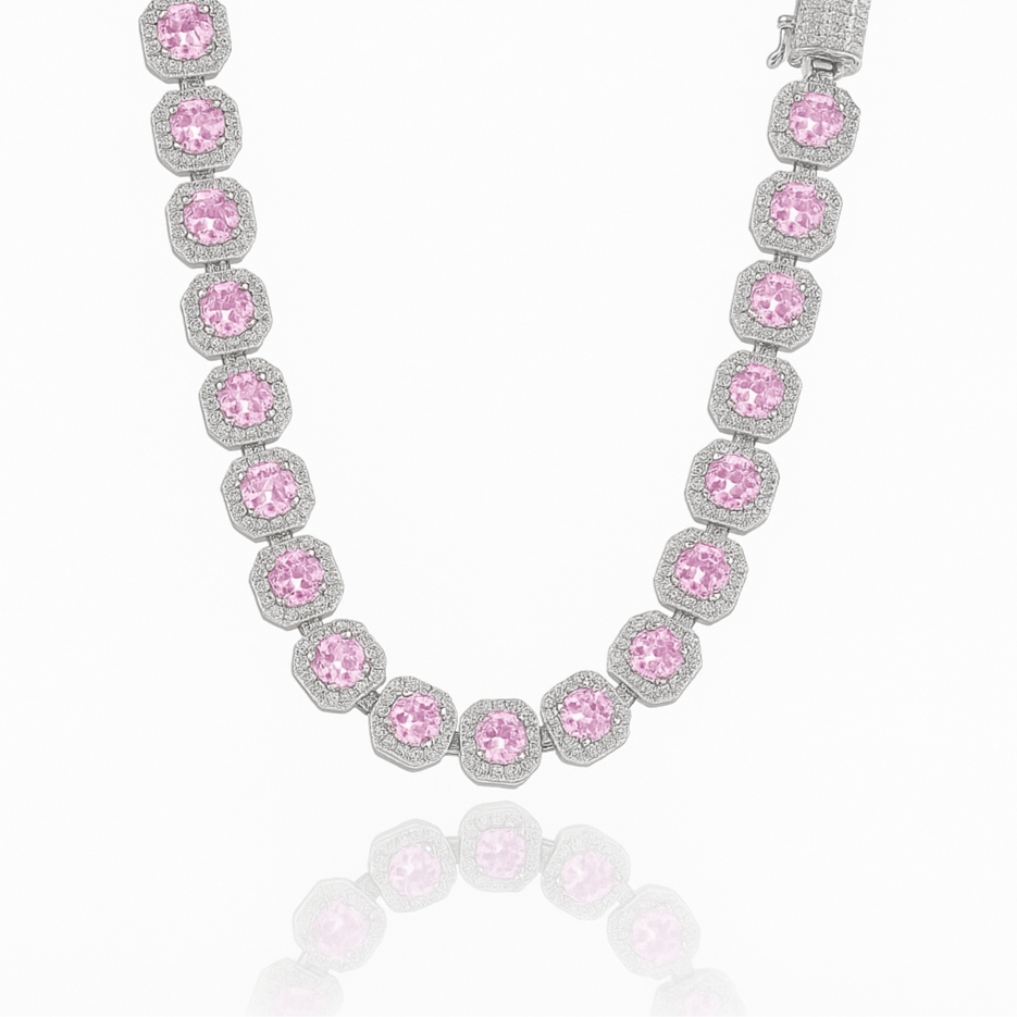 Consistent Pink Gemstone Chain Silver