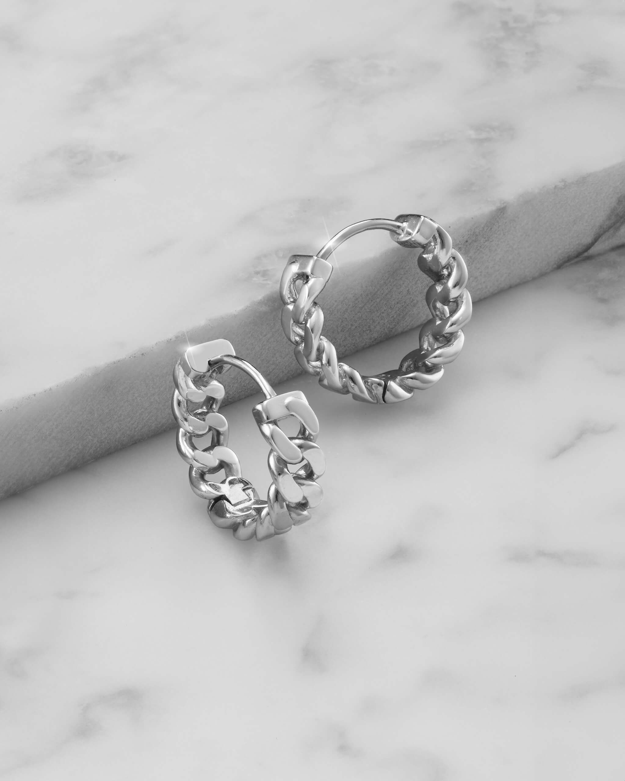 Cuban Link Earrings - Silver - ViViGleam