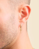 Cross Drop Hoop Earrings - Gold - ViViGleam