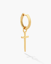 Cross Drop Hoop Earrings - Gold - ViViGleam