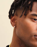 Emerald Cut Inset Hoop Earrings - Gold - ViViGleam