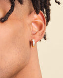 Emerald Cut Inset Hoop Earrings - Gold - ViViGleam