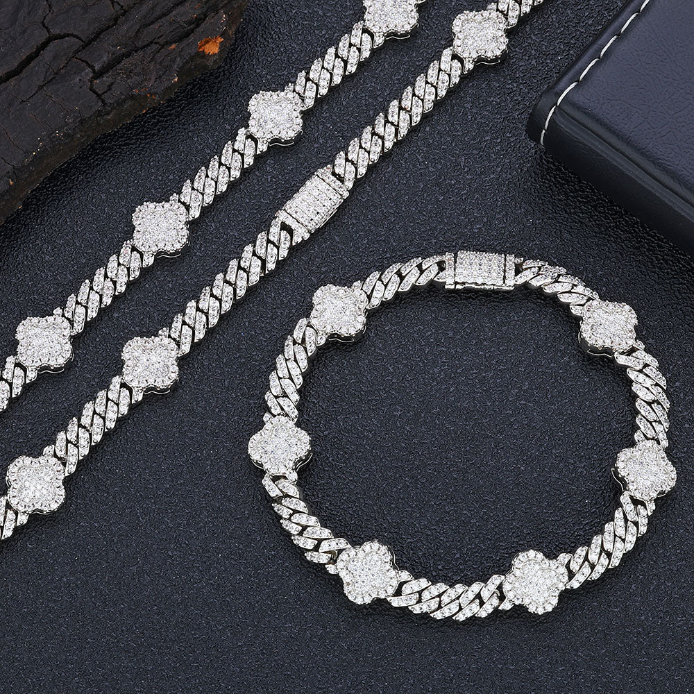 6mm Four Leaf Iced Cuban Bracelet - ViViGleam