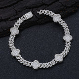 6mm Four Leaf Iced Cuban Bracelet - ViViGleam