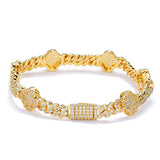 6mm Four Leaf Iced Cuban Bracelet - ViViGleam