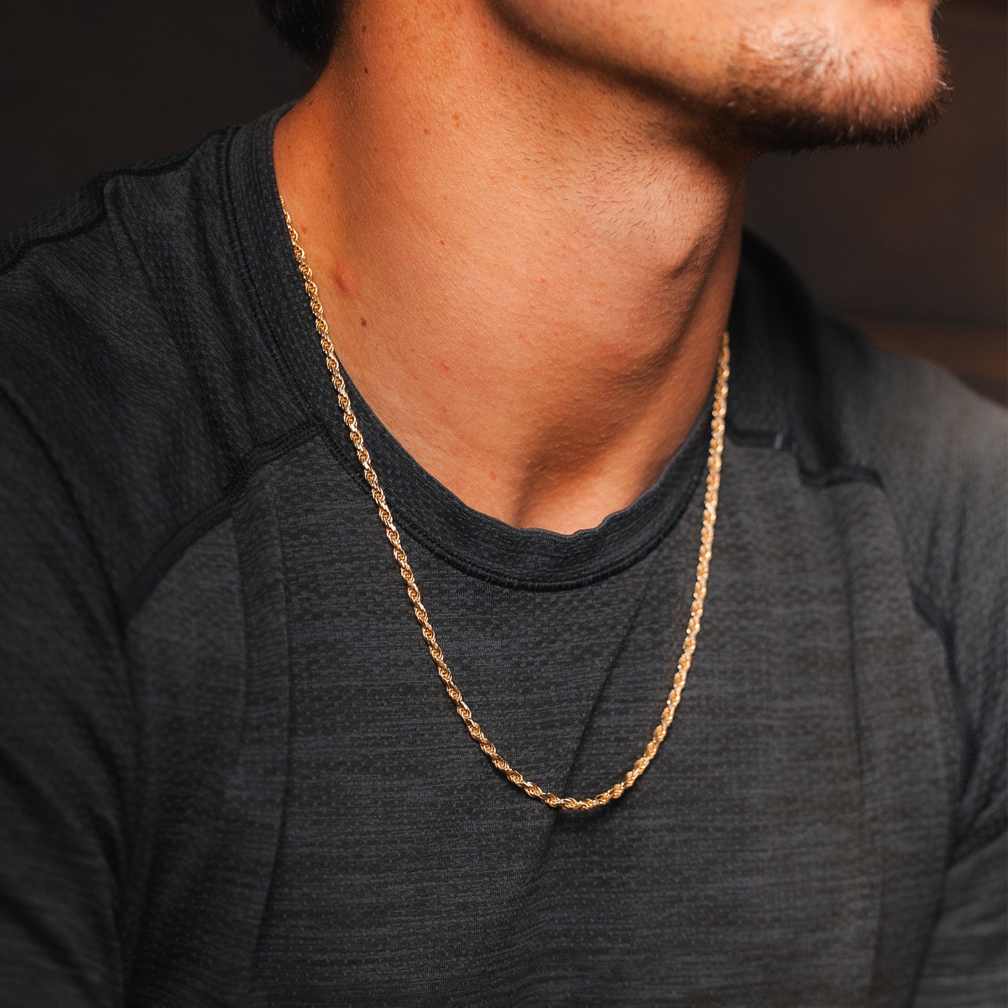 3mm Sterling Gold Rope Chain Necklace - ViViGleam