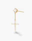 Hanging Cross Stud Earring - Gold - ViViGleam