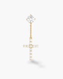 Hanging Cross Stud Earring - Gold - ViViGleam