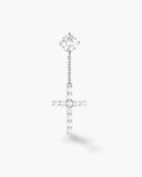 Hanging Cross Stud Earring - Silver - ViViGleam