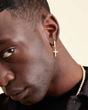 Cross Charm Huggie Hoop Earrings - ViViGleam