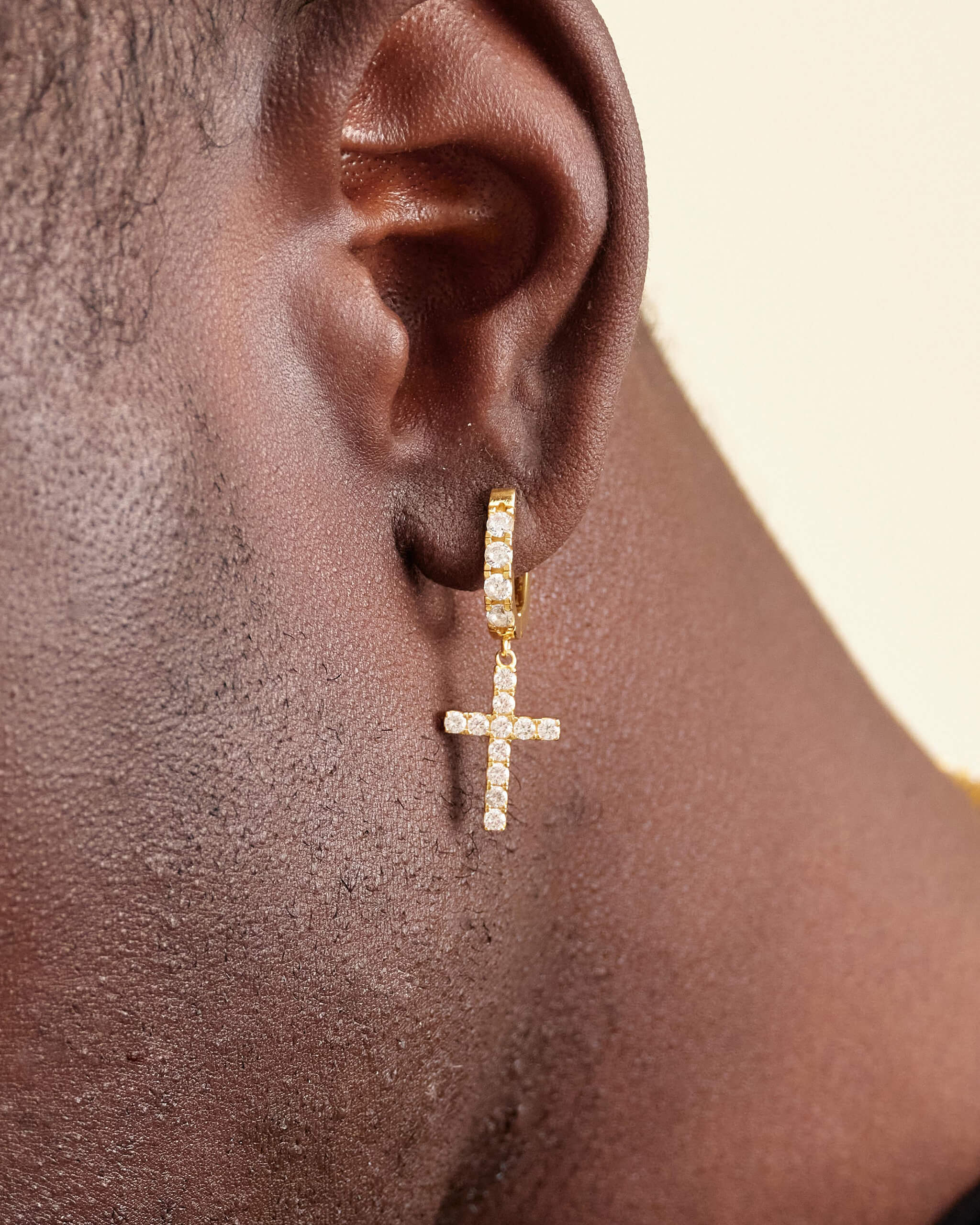 Cross Charm Huggie Hoop Earrings - ViViGleam