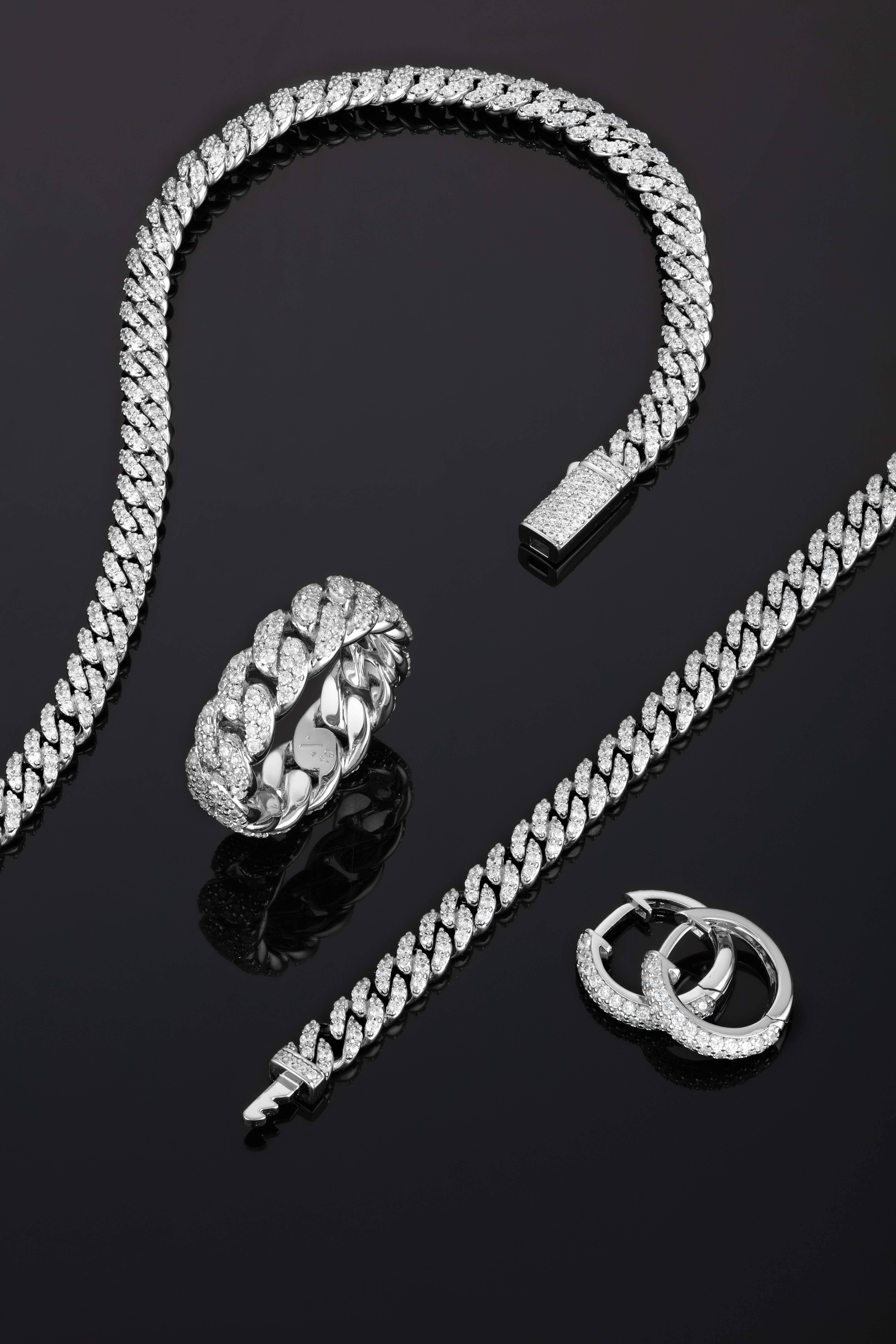 Iced Out Hoop Earrings - Silver - ViViGleam