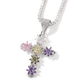 Ice Flowers Cross Pendant