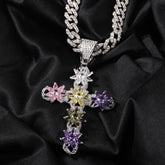 Ice Flowers Cross Pendant