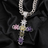 Ice Flowers Cross Pendant