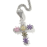 Ice Flowers Cross Pendant