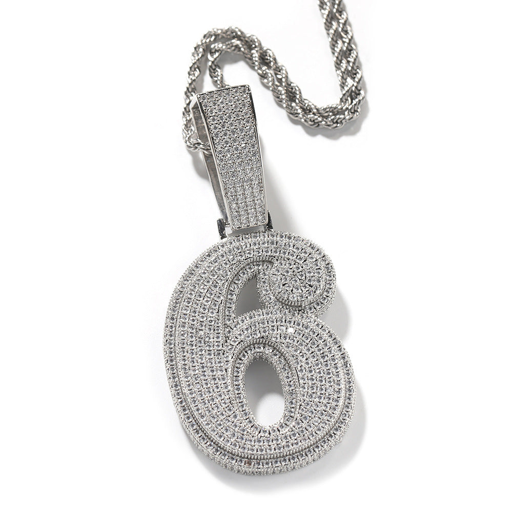 Ice Out Number Pendant Necklace - ViViGleam