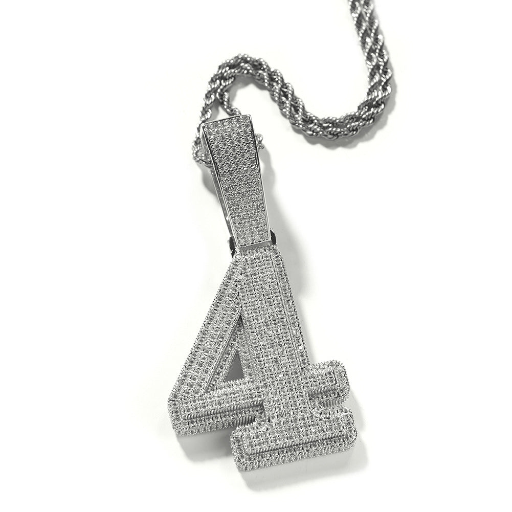 Ice Out Number Pendant Necklace - ViViGleam