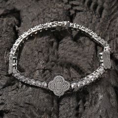 Iced Clover Station Tennis Bracelet