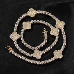 Iced Clover Station Tennis Bracelet