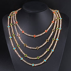 Iced Out 4mm Clover Tennis Chain Blue