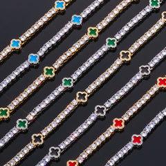 Iced Out 4mm Clover Tennis Chain Blue