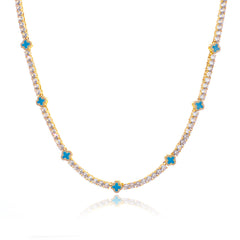 Iced Out 4mm Clover Tennis Chain Blue