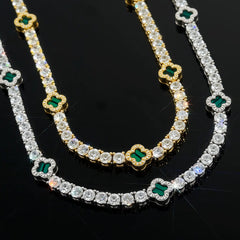 Iced Out 4mm Clover Tennis Chain Green
