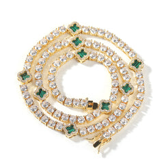 Iced Out 4mm Clover Tennis Chain Green