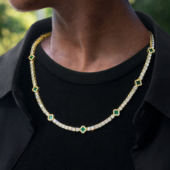 Iced Out 4mm Clover Tennis Chain Green