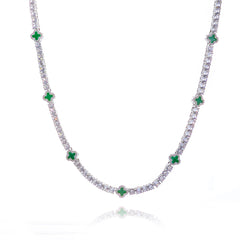 Iced Out 4mm Clover Tennis Chain Pure Green