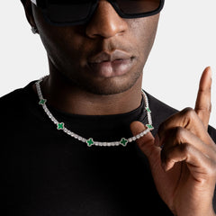 Iced Out 4mm Clover Tennis Chain Pure Green