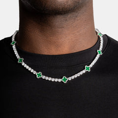 Iced Out 4mm Clover Tennis Chain Pure Green