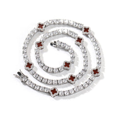 Iced Out 4mm Clover Tennis Chain Red