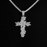 Iced Out Flower Cross Pendent
