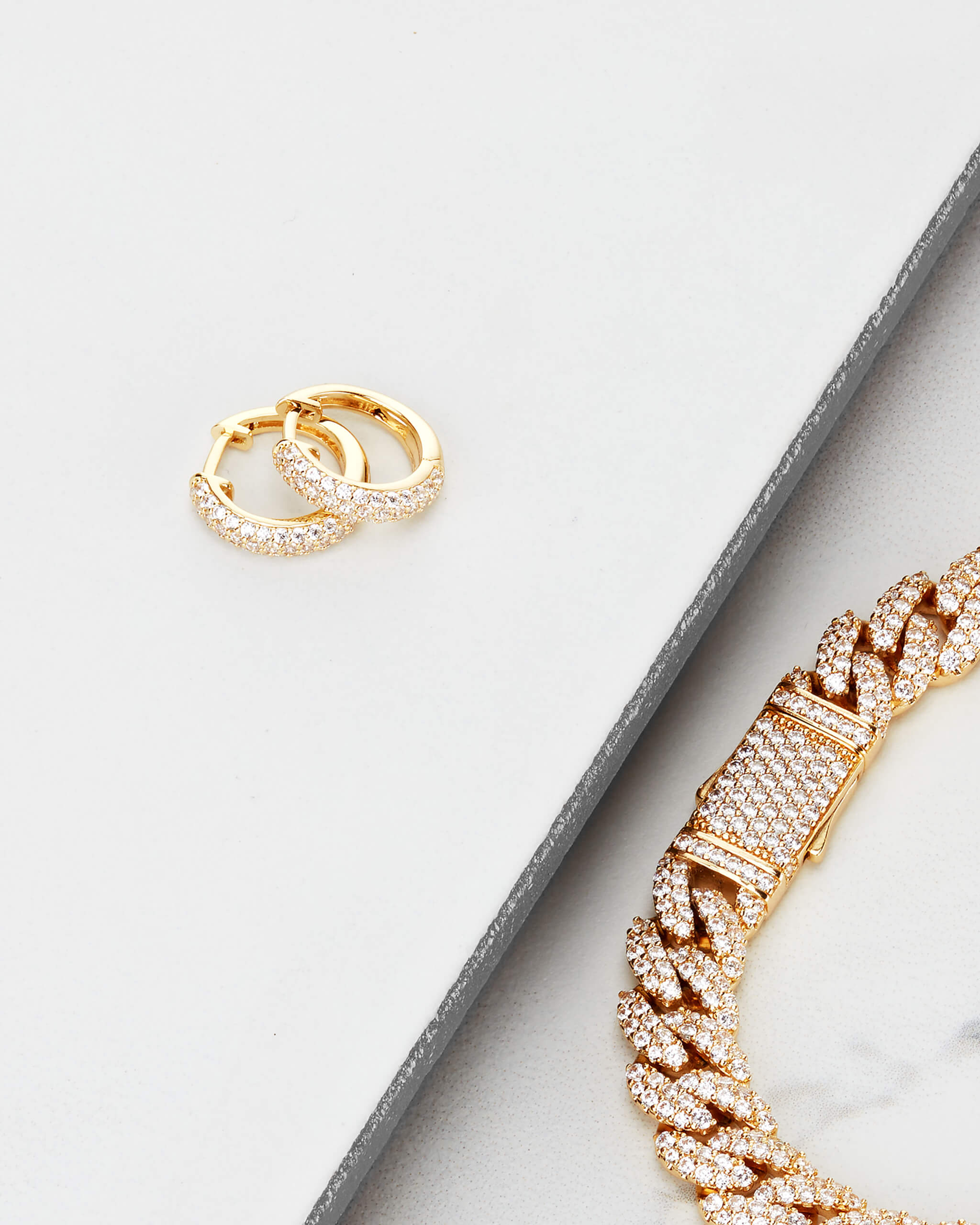 Iced Out Hoop Earrings - Gold - ViViGleam