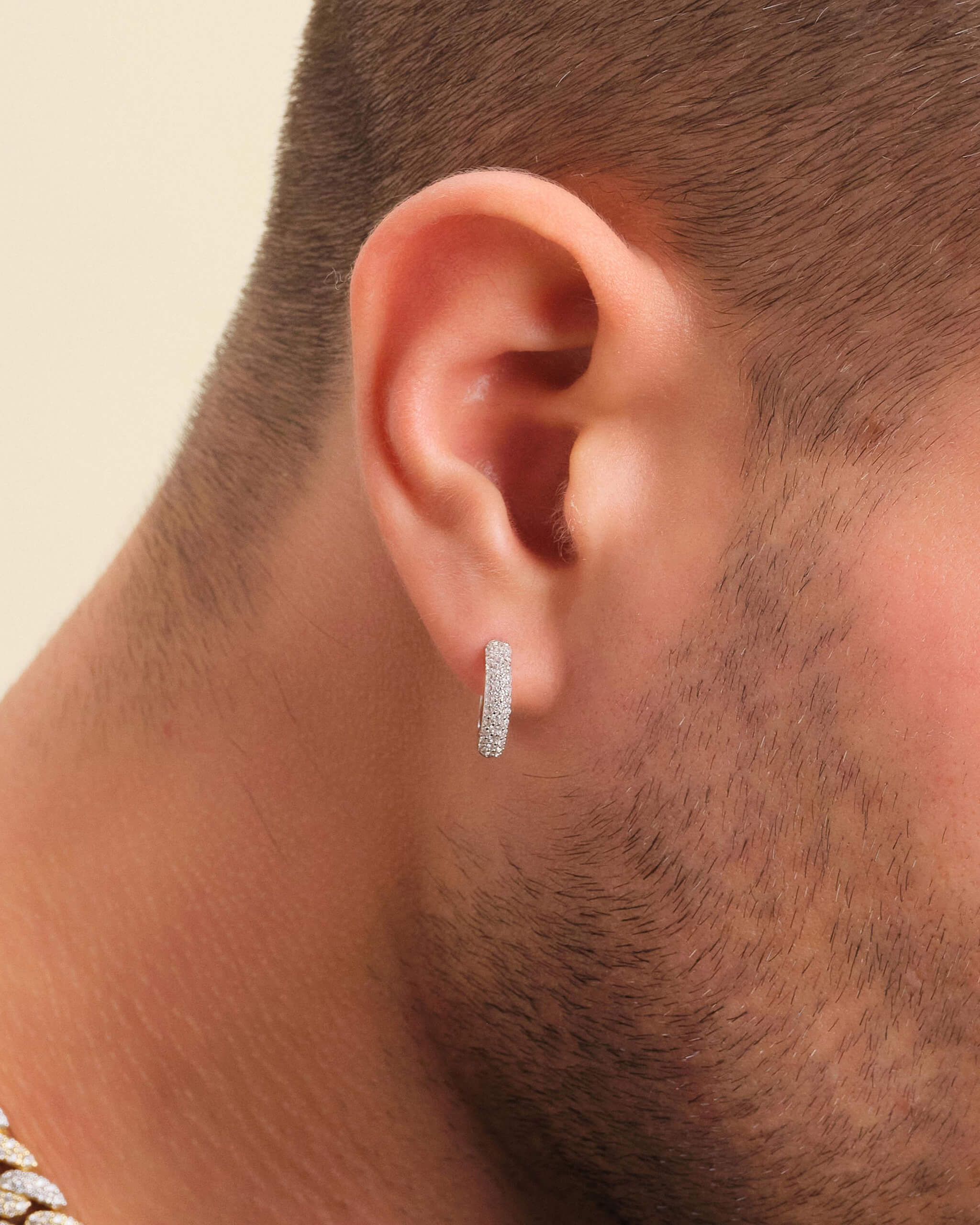 Iced Out Hoop Earrings - Silver - ViViGleam