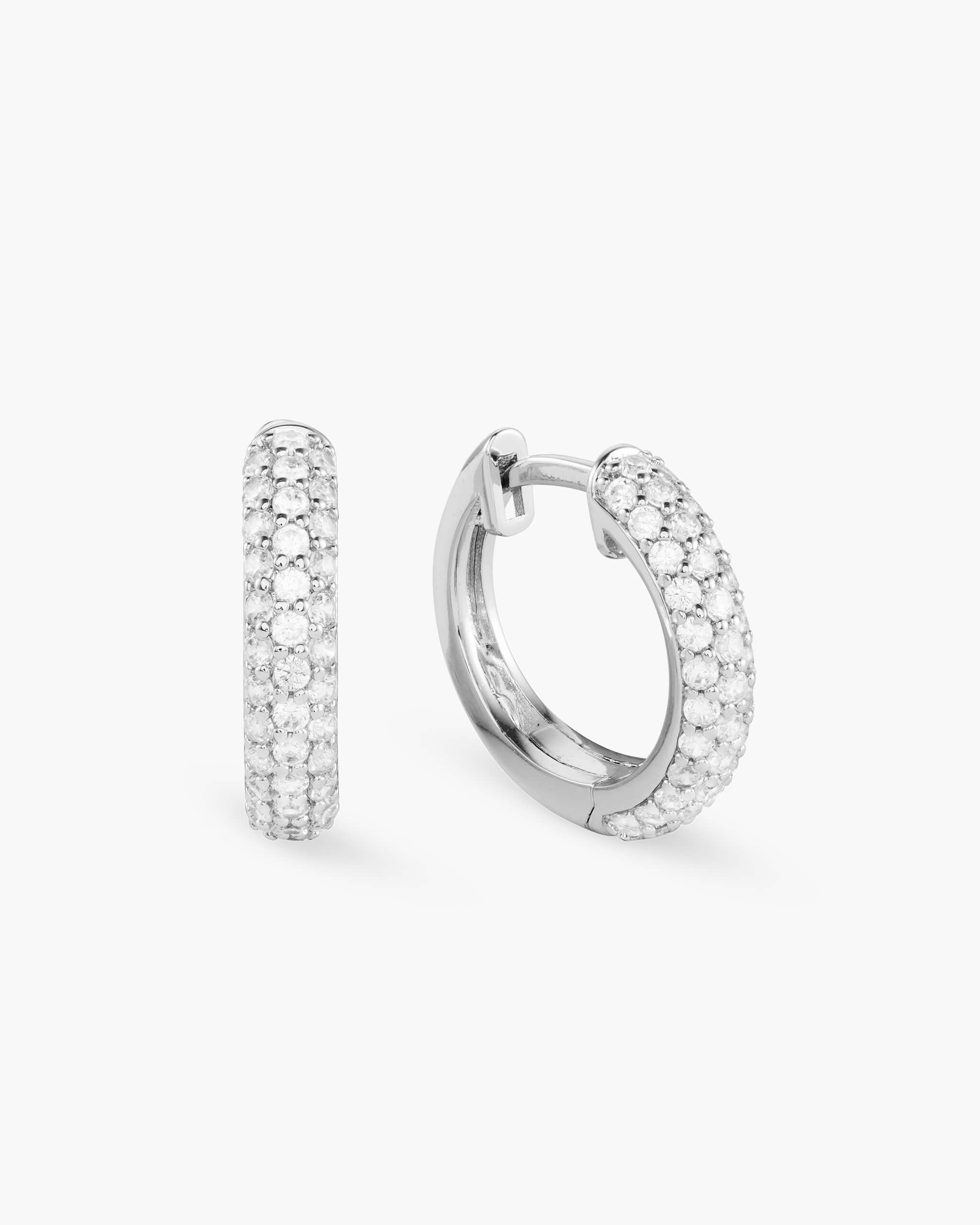 Iced Out Hoop Earrings - Silver - ViViGleam