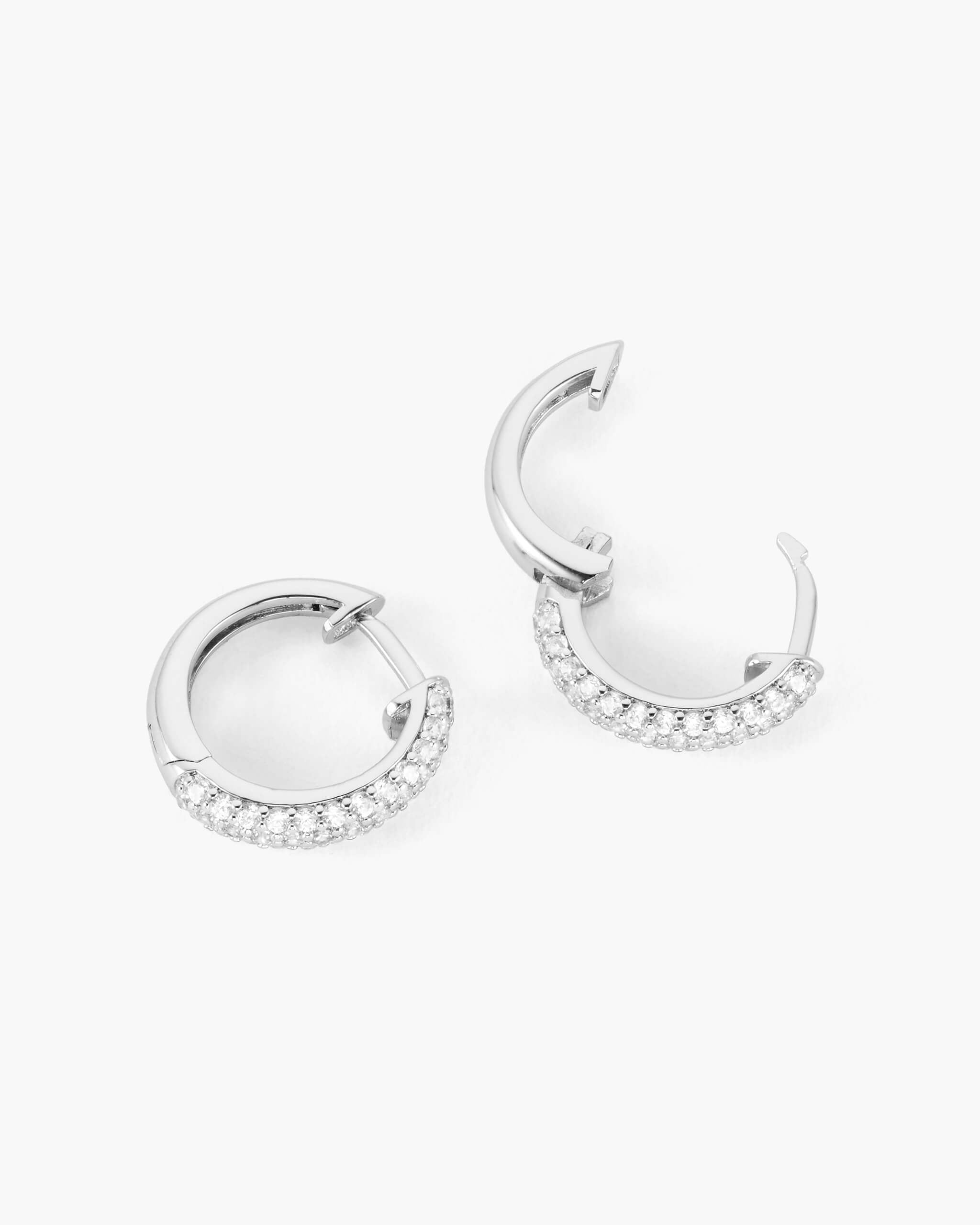 Iced Out Hoop Earrings - Silver - ViViGleam