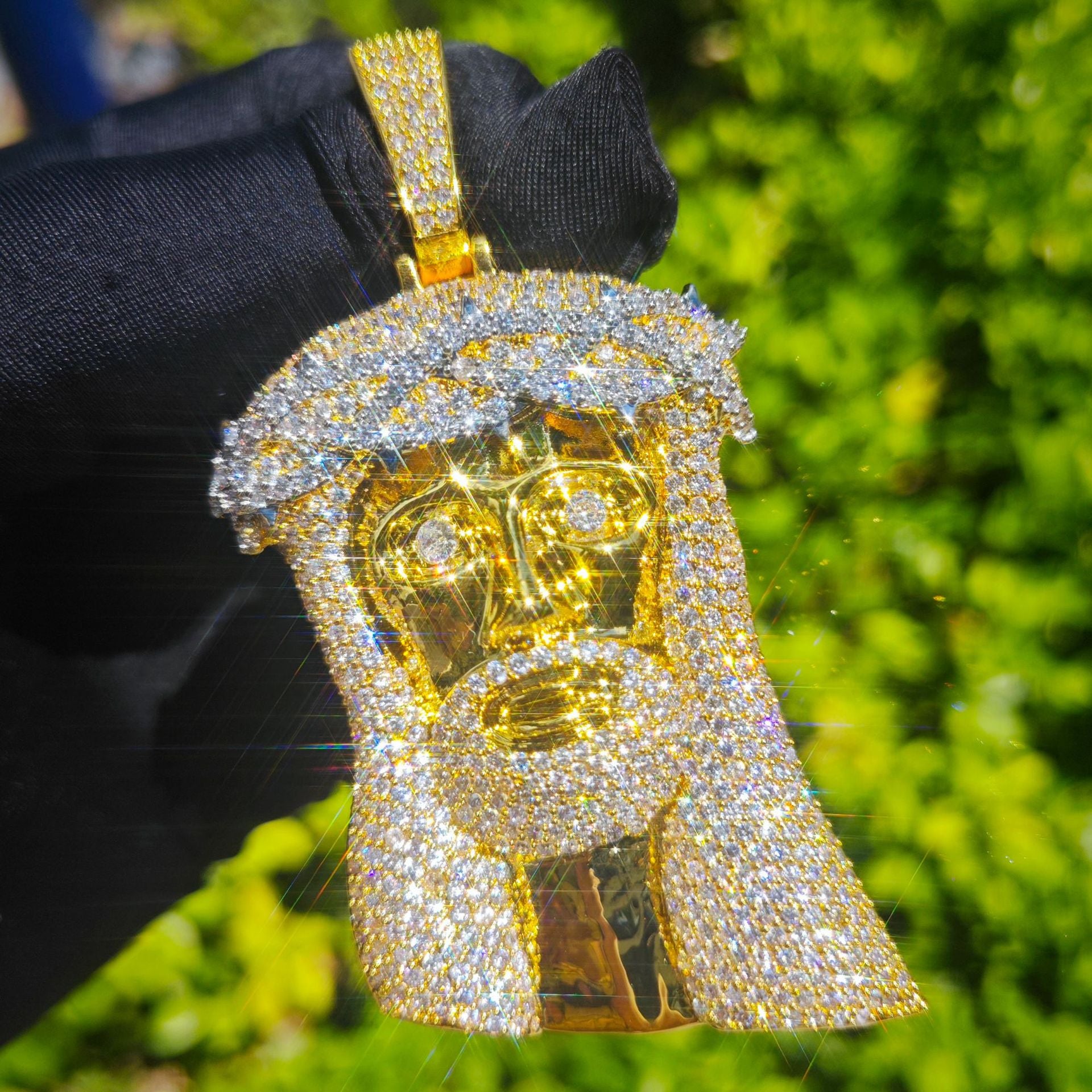 Big Jesus Piece Moissanite Pendant Gold - ViViGleam