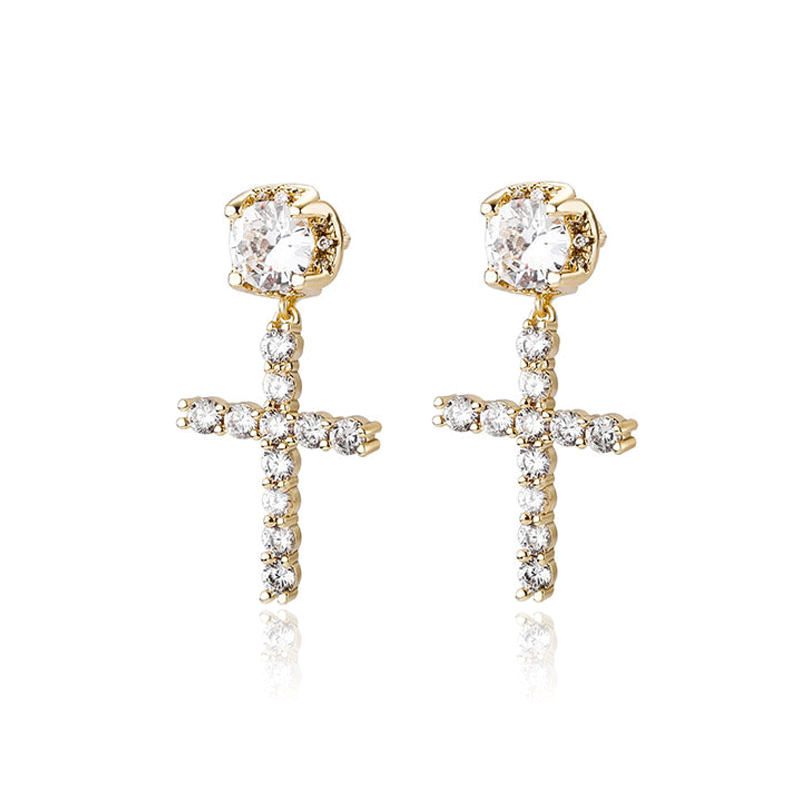 Studded Cross Earrings - ViViGleam
