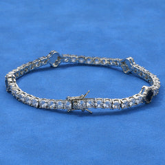 4mm Iced Out Tennis Bracelet With Black Enamel Four Leaf Clover - ViViGleam