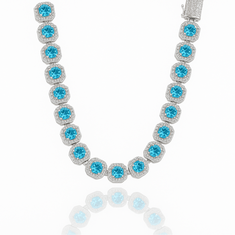 Ocean Blue Gemstone Chain Silver