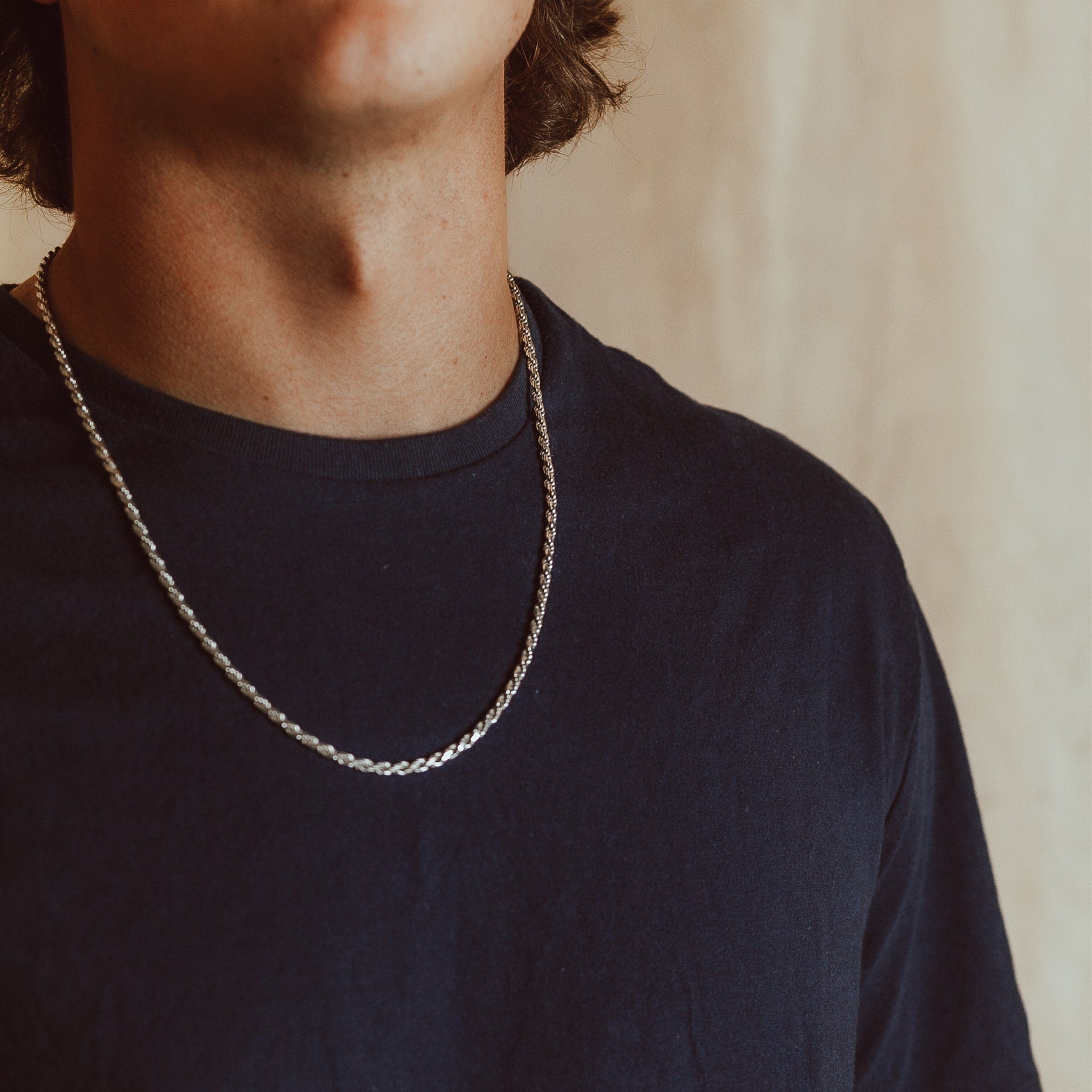 3mm Sterling Silver Rope Chain Necklace - ViViGleam