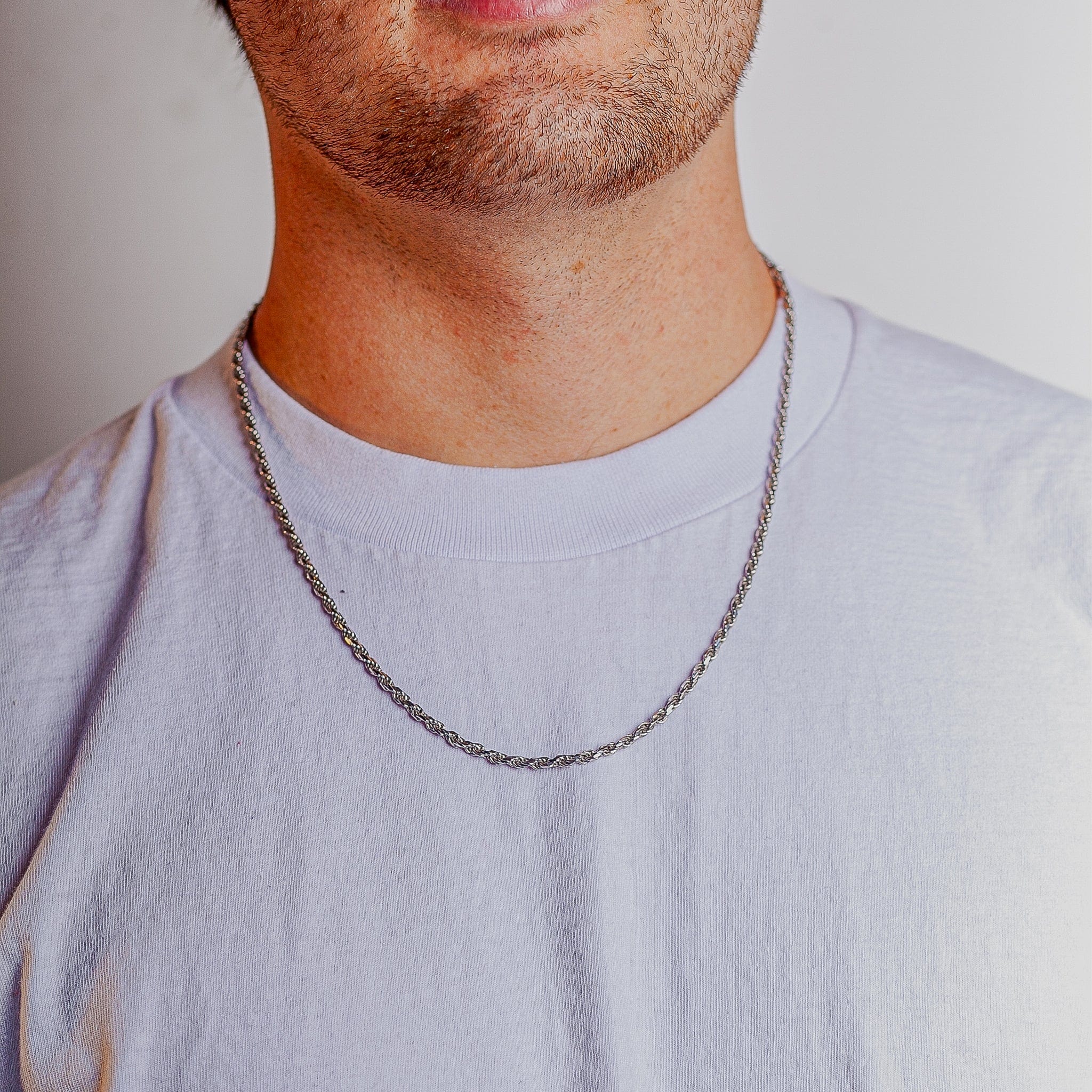 3mm Sterling Silver Rope Chain Necklace - ViViGleam