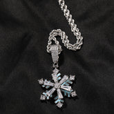 Spinning Iced Out Snowflake Pendant Necklace