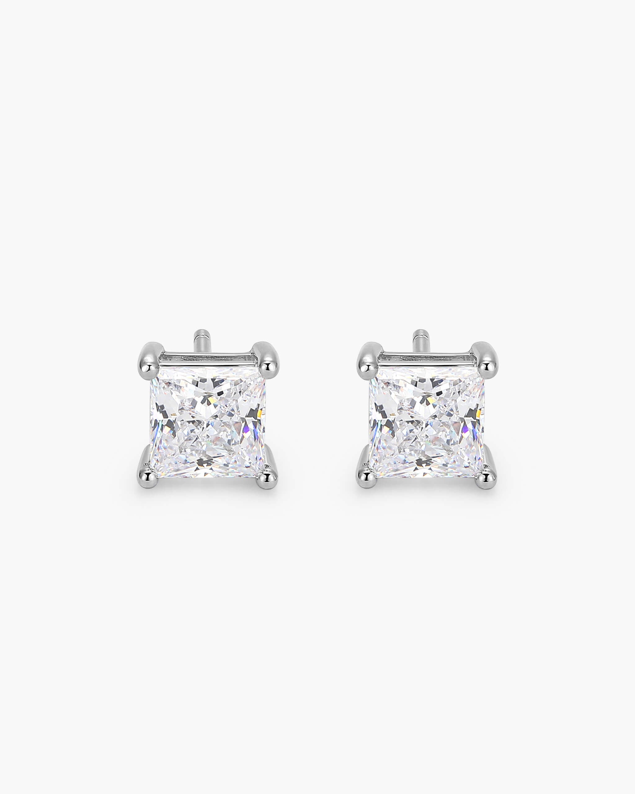 Square Stud Earrings - Silver - ViViGleam