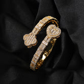 Statement Iced Out Heart & Clover Bangle